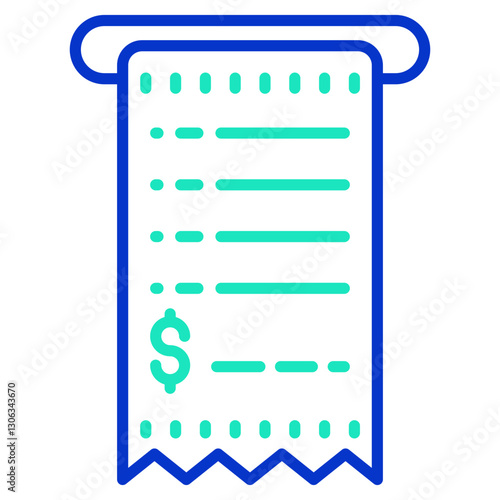receipt outline dual color icon