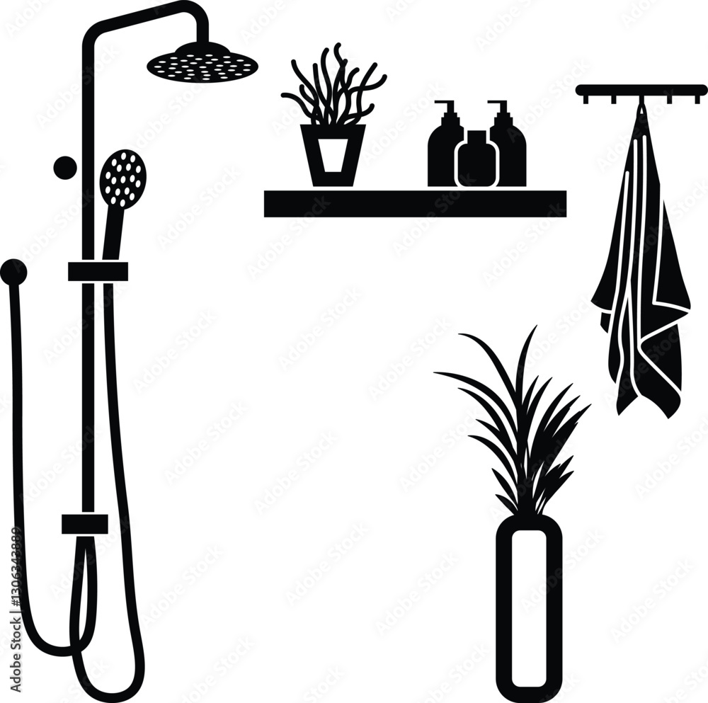 Naklejka premium Shower head vector outline