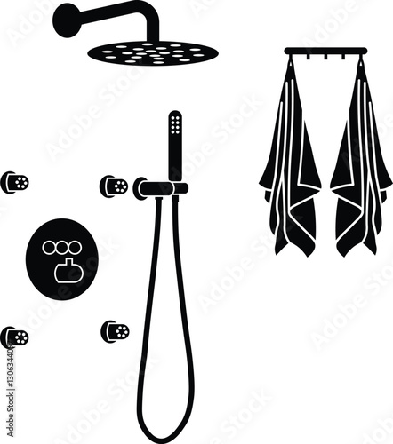 Shower head vector outline