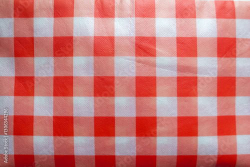 Red and White Checkered Tablecloth Background Texture