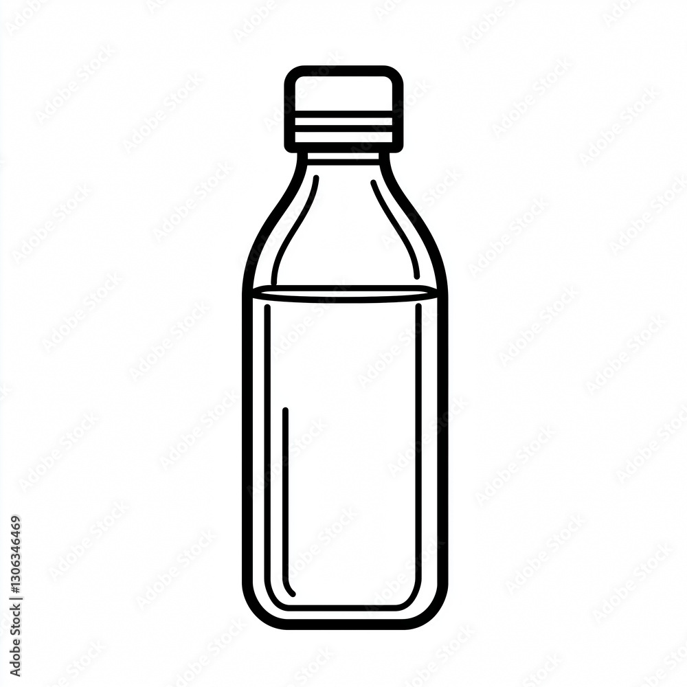 Black and white water bottle icon with a cap. Perfect for hydration, fitness, and eco-friendly product designs. Black and white water bottle icon with a cap. Perfect for hydration, fitness, and eco-friendly product designs.