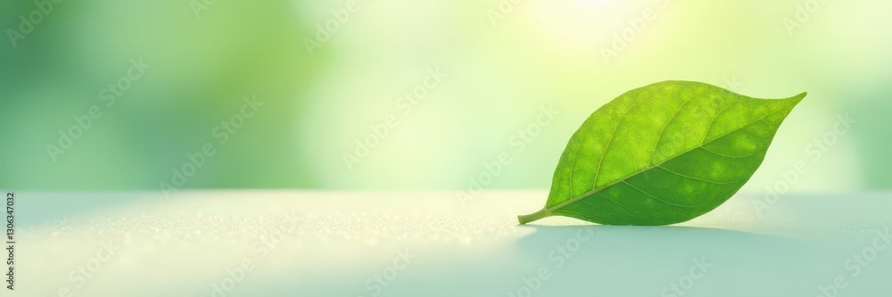 Fototapeta premium Single leaf, soft light, subtle shadows, clean background , backdrop, color, single