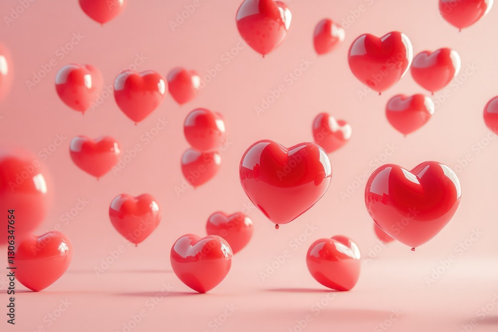 Red heart-shaped balloons floating on a soft pink backdrop, perfect for a Valentine’s Day celebration. Red heart-shaped balloons floating on a soft pink backdrop, perfect for a Valentine’s Day celebration.