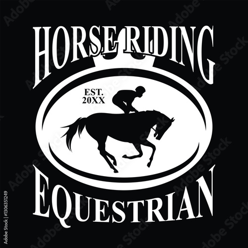 Horse Racing Equestrian Club Black and White Logo