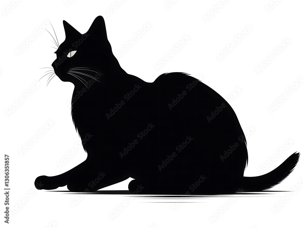 Fototapeta premium Minimalist Silhouette of a Sleek Black Cat
