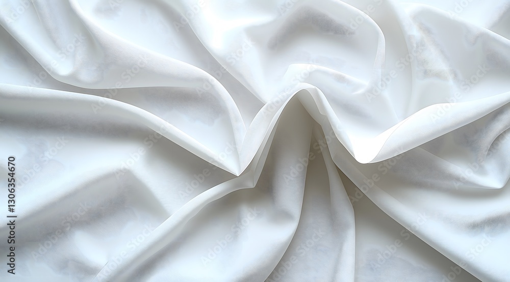 Obraz premium Soft White Fabric with Elegant Folds and Wrinkles – Minimalist Background for Texture, Design, and Branding Concepts 