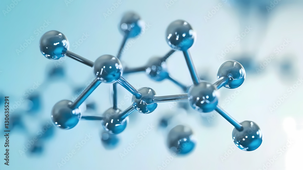 3D Molecular Structure in Blue 3D Molecular Structure in Blue