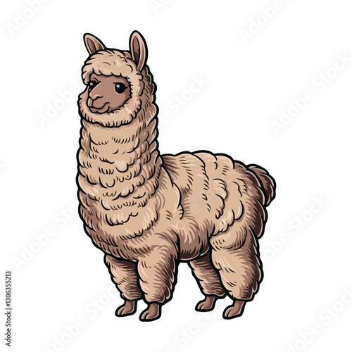 Cute Alpaca Vector Illustration