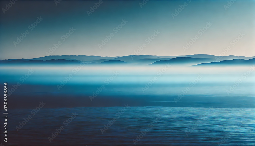 Fototapeta premium A serene ocean scene with deep blue waters extending into the horizon