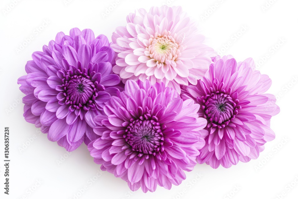 Stunning purple and pink chrysanthemums isolated on a white background, bringing out the bold and vivid colors of these flowers. Stunning purple and pink chrysanthemums isolated on a white background, bringing out the bold and vivid colors of these flowers.