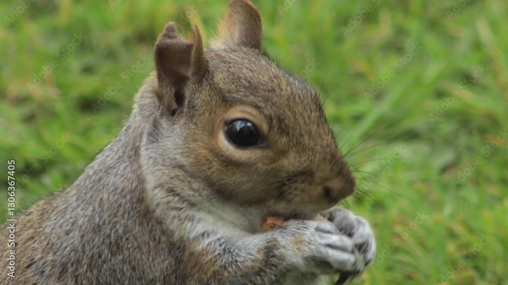 Grey Squirrel Eating A Peanut Close Up Daytime Borehamwood Hertfordshire UK Grey Squirrel Eating A Peanut Close Up Daytime Borehamwood Hertfordshire UK