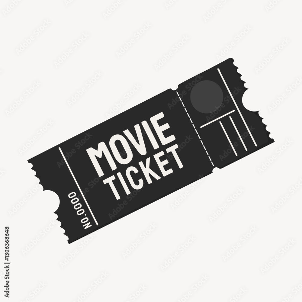 Black movie ticket, aesthetic illustration vector Black movie ticket, aesthetic illustration vector