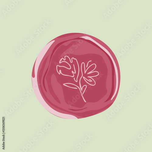 Red floral wax seal illustration vector