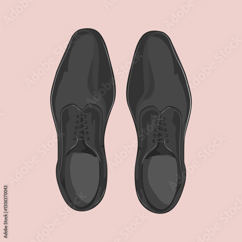 Black leather shoes illustration vector