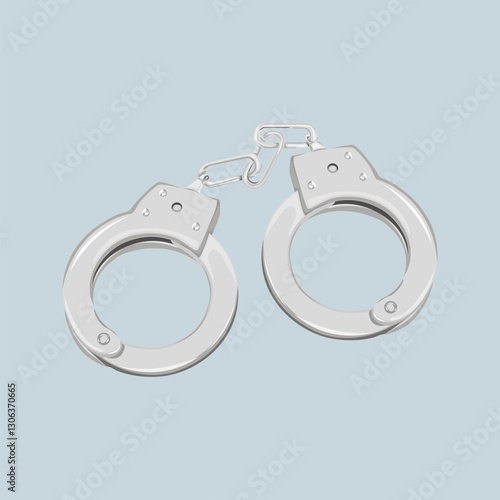 Silver handcuffs, aesthetic illustration vector