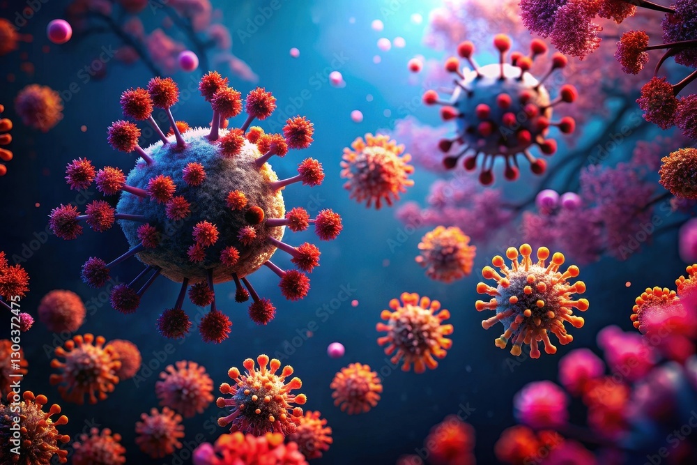 Microscopic View of Infectious Agents, a Detailed Representation of Viral Structures and Their Complex Interactions in a Cellular Environment Microscopic View of Infectious Agents, a Detailed Representation of Viral Structures and Their Complex Interactions in a Cellular Environment
