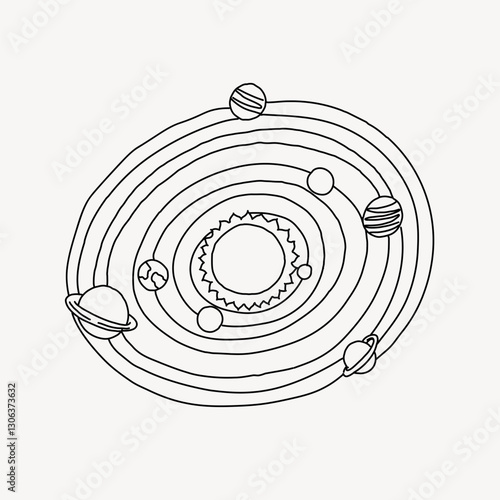 Solar system line art vector