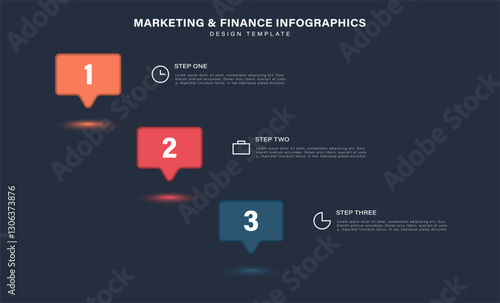 Business infographic label design. Concept of startup development with 3 options or steps