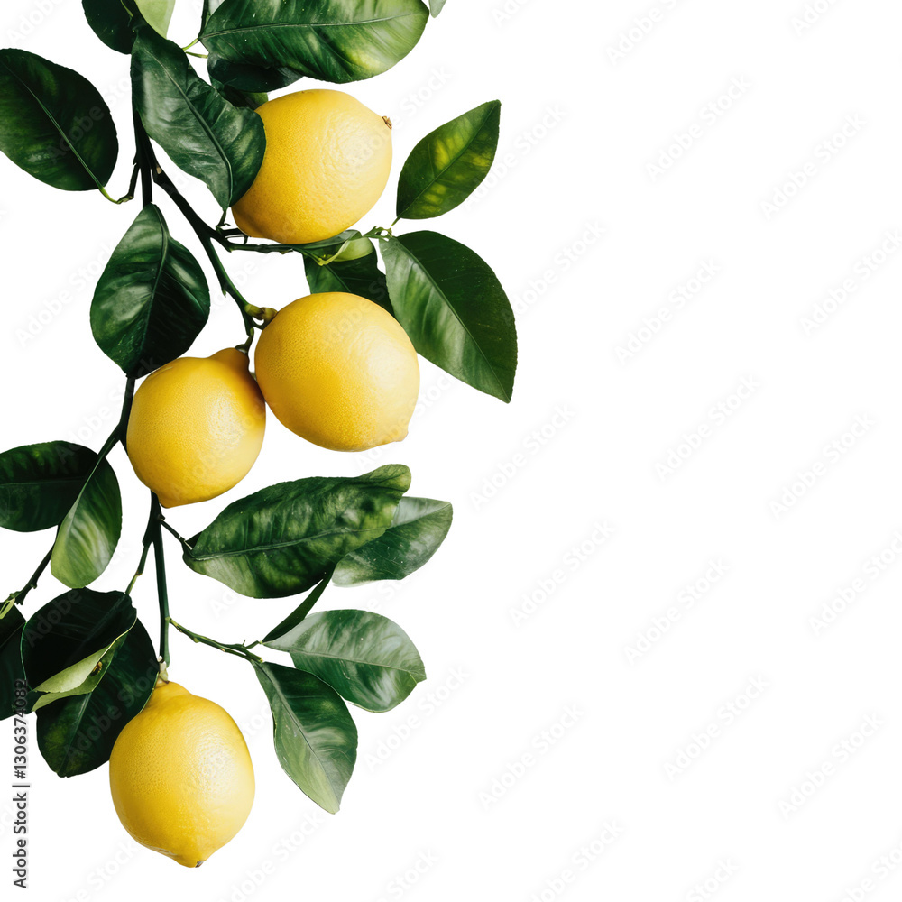 Fresh Organic Lemons Hanging on Branch Surrounded by Green Leaves, Perfect for Culinary, Health, and Natural Product Illustrations or Recipes in Stock Photo Collections Fresh Organic Lemons Hanging on Branch Surrounded by Green Leaves, Perfect for Culinary, Health, and Natural Product Illustrations or Recipes in Stock Photo Collections