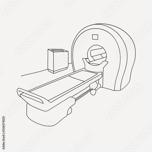 Medical MRI scanner line art illustration vector