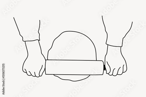 Rolling dough doodle illustration vector