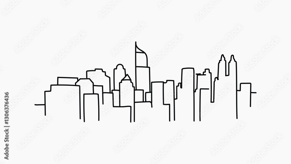 Fototapeta premium Jakarta skyscrapers hand drawn illustration vector