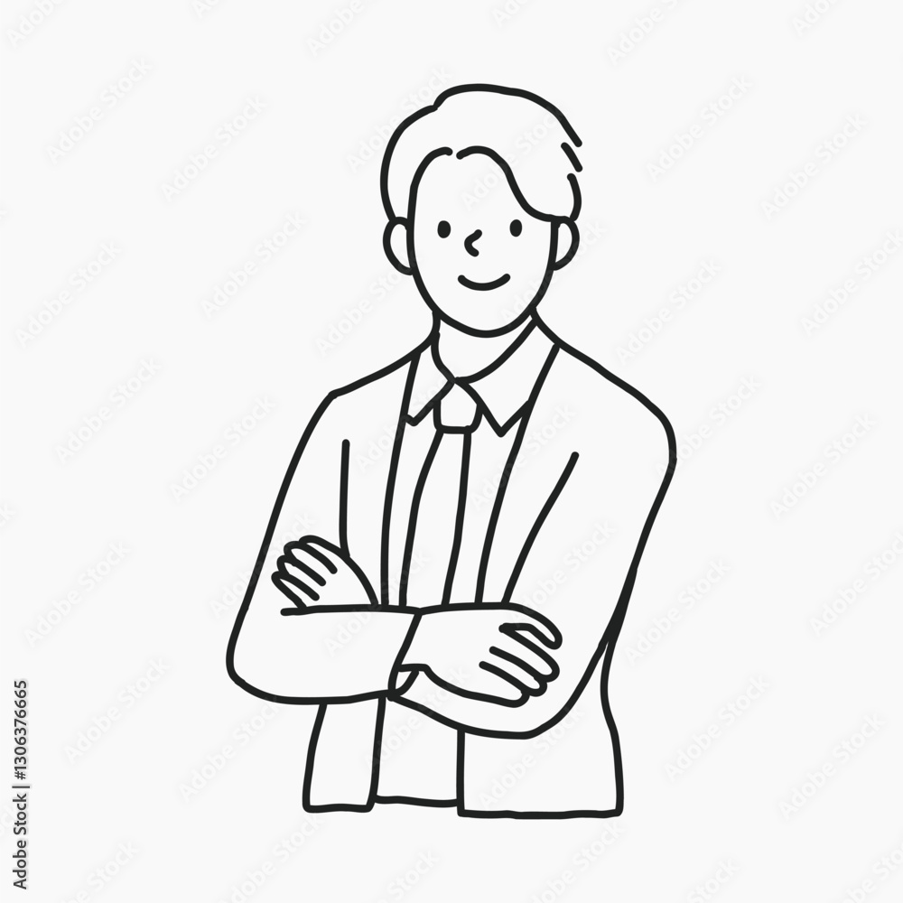 Well dressed confident businessman portrait line drawing collage element vector Well dressed confident businessman portrait line drawing collage element vector