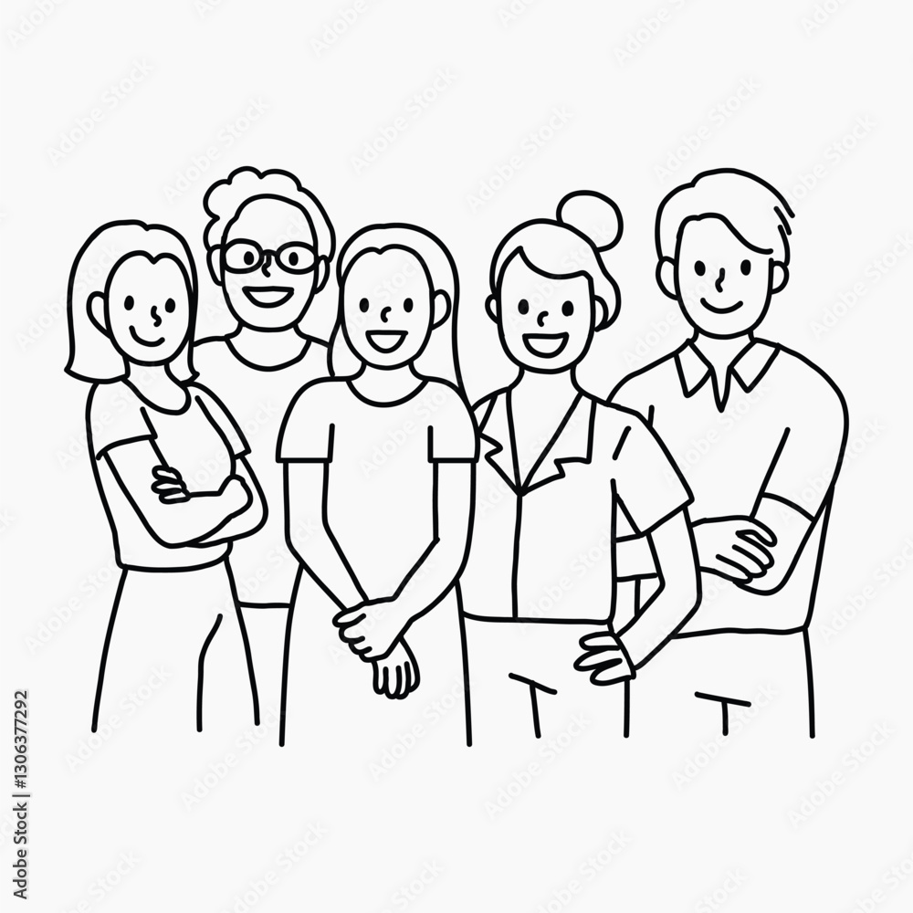Employee in diversity workplace flat line vector Employee in diversity workplace flat line vector