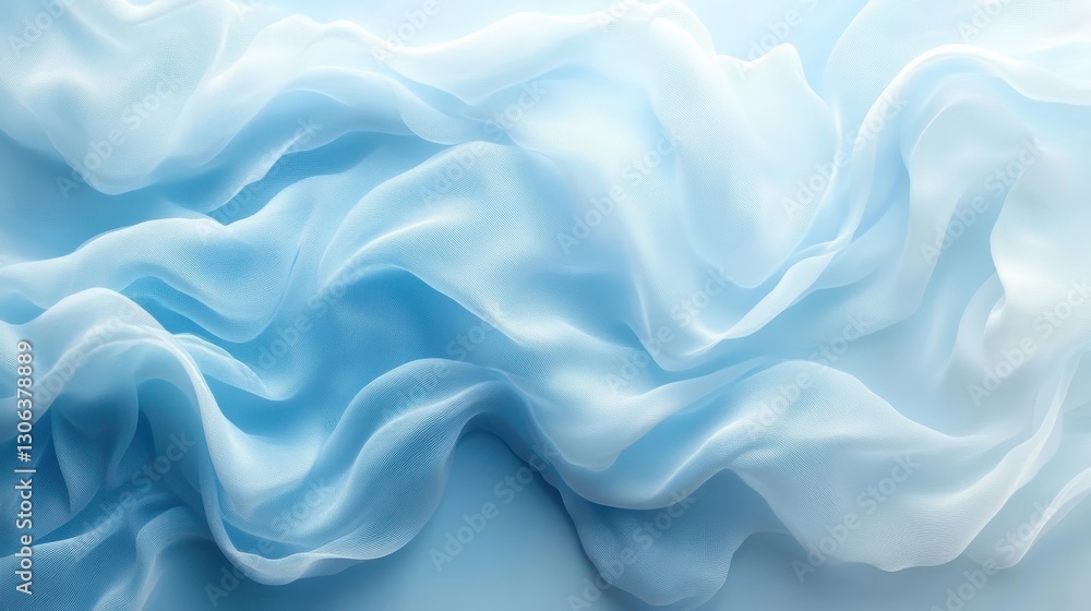 Fototapeta premium Soft blue fabric waves creating a serene and flowing texture in a calming abstract art design