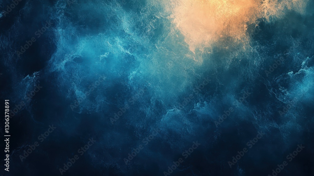 Fototapeta premium Vibrant blue ocean waves with golden sunlight reflections