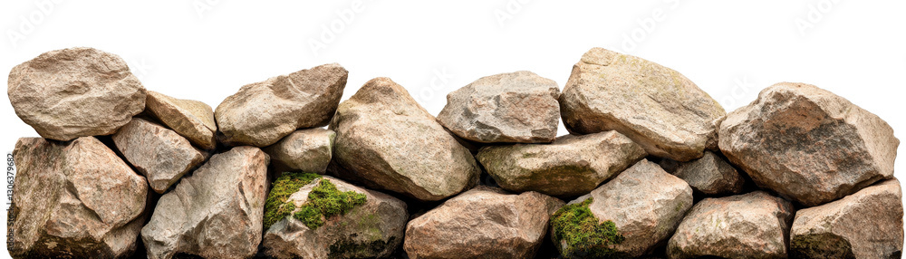 Pile of natural rocks with moss, realistic stone arrangement clipart on transparent background Pile of natural rocks with moss, realistic stone arrangement clipart on transparent background