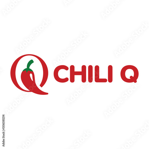 chili q letter flat minimalist logo design