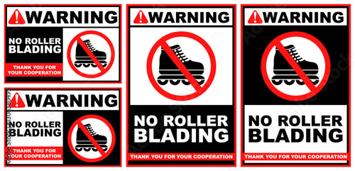 Set Collections no rollerblading warning sign template design vector illustration