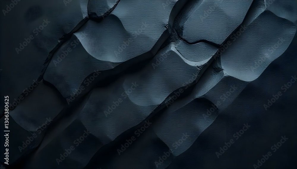 Obraz premium A close-up shot of a dark gray rock face, with diagonal cracks and crevices running across the surface, creating a rugged and textured appearance