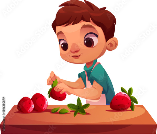 Kid Cooking in Kitchen