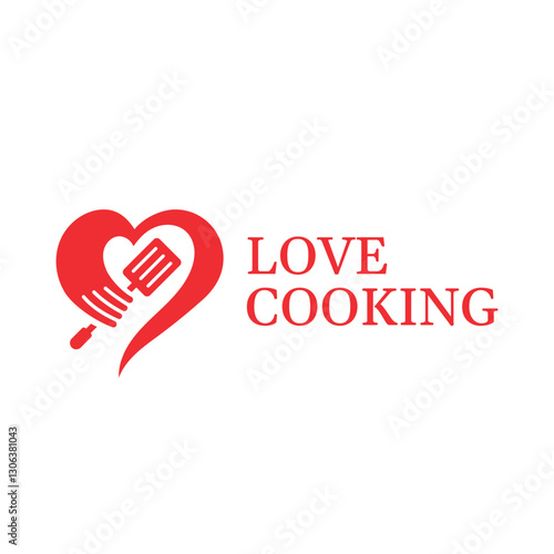 love cooking kitchen flat minimalist logo design