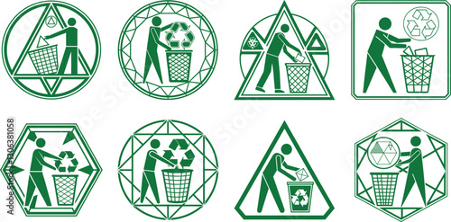  Green Sign Board Dustbin Keep Clean icon Recycle Symbol