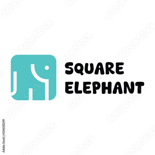 abstract square elephant flat minimalist logo design