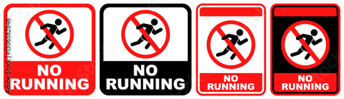 set collections no running prohibited sign symbol design label template vector illustration