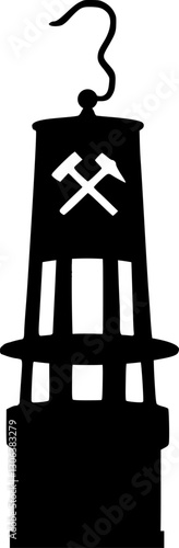 Vektor Silhouette - Leuchte - Grubenlampe Bergbau - Glück auf - Licht im Bergwerk - Bergarbeiter im Ruhrpott - Bergwerk Tradition und Symbol im Ruhrgebiet