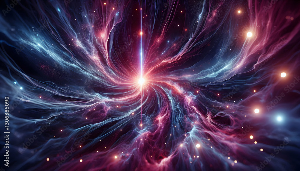 Law of attraction Photorealistic cinematic shot of swirling cosmic particles converging into a glowing blue-pink focal4 Law of attraction Photorealistic cinematic shot of swirling cosmic particles converging into a glowing blue-pink focal4