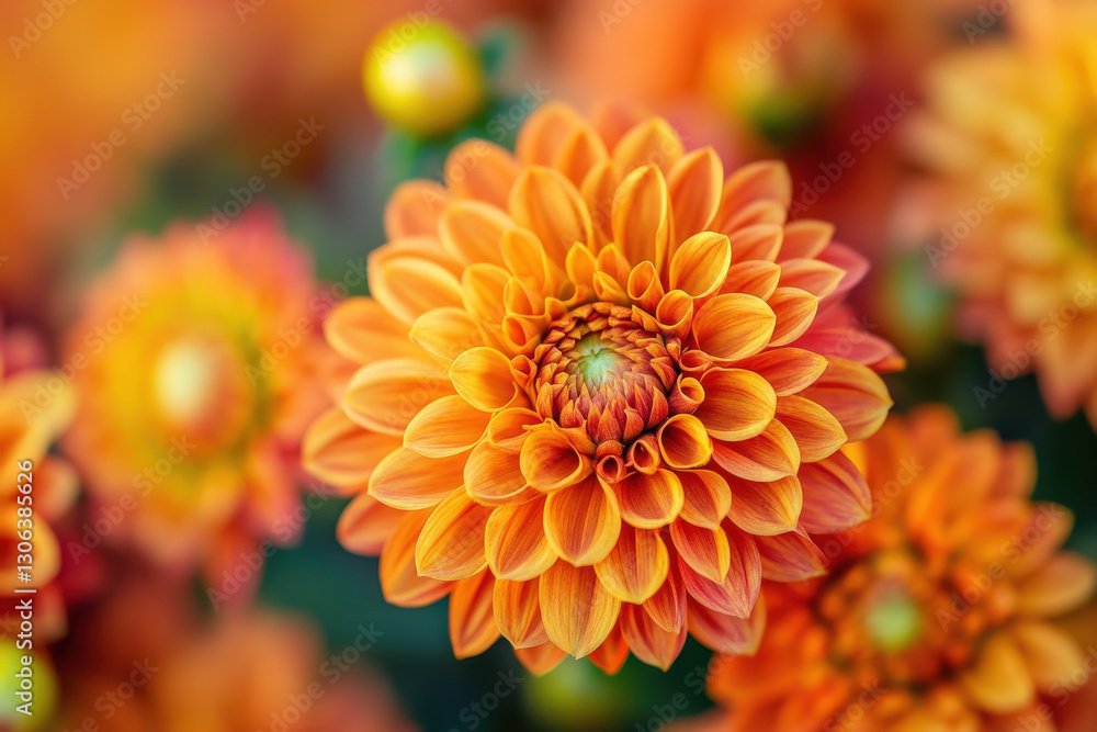 Close-up of an orange chrysanthemum in full bloom with detailed petals and soft sunlight
Close-up of an orange chrysanthemum in full bloom with detailed petals and soft sunlight