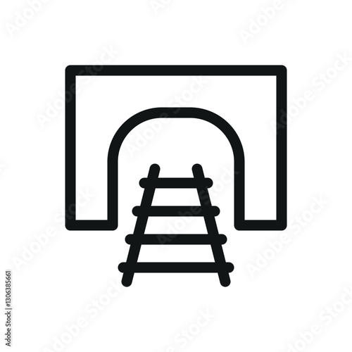 Mine line icon, tunnel entrance mine rail vector symbol with editable stroke