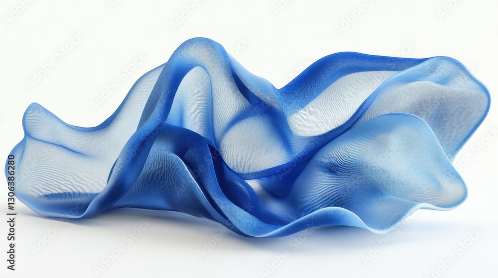 Fototapeta premium 3D render of an abstract blue wavy cloth