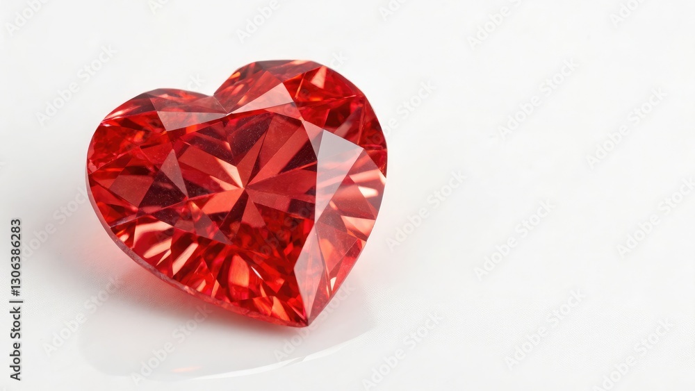 Drone Shot: Red Heart Diamond, Isolated White Background - High Resolution Gemstone Photography Drone Shot: Red Heart Diamond, Isolated White Background - High Resolution Gemstone Photography