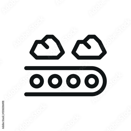 Conveyor belt iron ore line icon, mining conveyor vector symbol with editable stroke