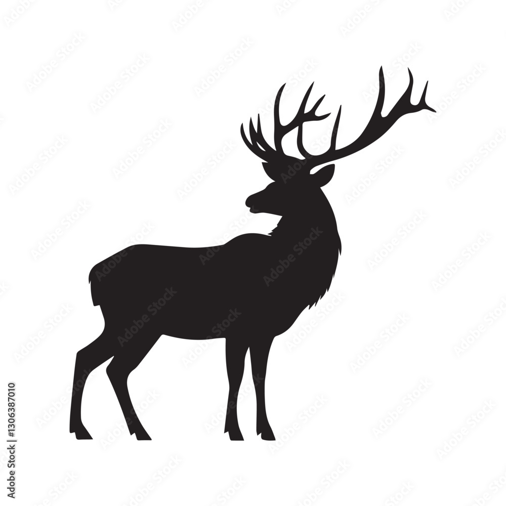Fototapeta premium Deer Silhouette | Majestic Stag Illustration | Wildlife Vector