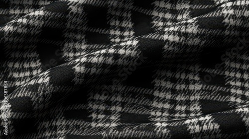 Wallpaper Mural Black and white houndstooth patterned fabric texture with dramatic lighting Torontodigital.ca