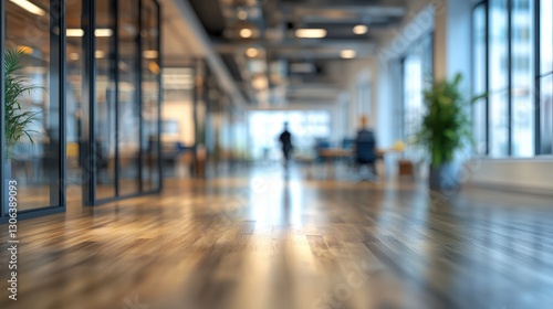 Wallpaper Mural Modern office interior with glass walls and wooden flooring Torontodigital.ca