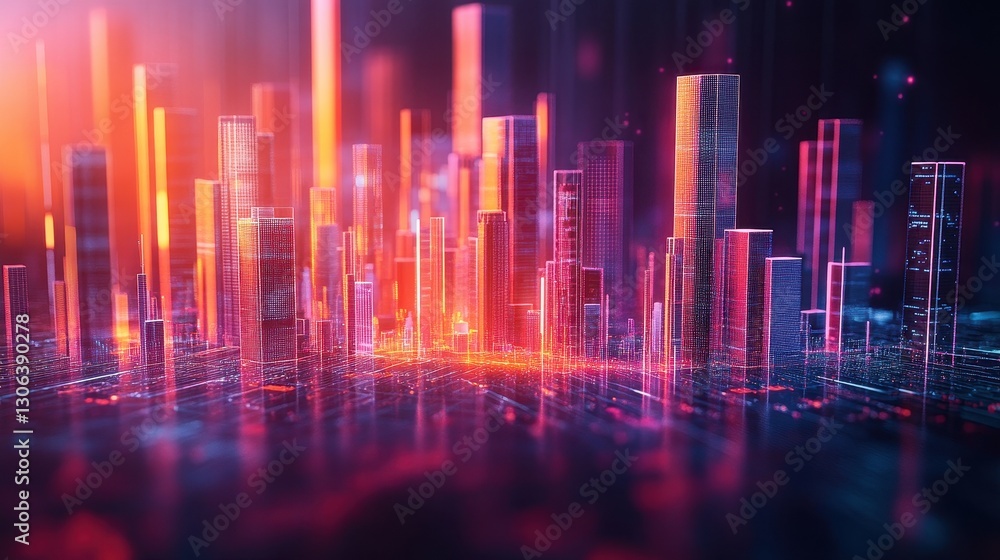 Futuristic neon cityscape with glowing skyscrapers at night Futuristic neon cityscape with glowing skyscrapers at night